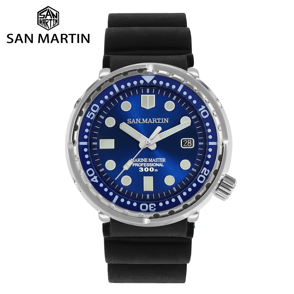

San Martin Men's Tuna Diver Watch Sapphire Stainless Steel NH35 Automatic Movement 300m Water Resistant Luminous Rubber Strap