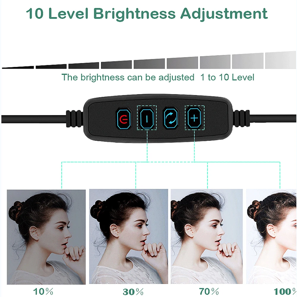 16/20/26CM LED Ring Light Fill Tripod Video Lamp 10 modes Selfie Photography Portable Makeup Photo USB Plug | Освещение