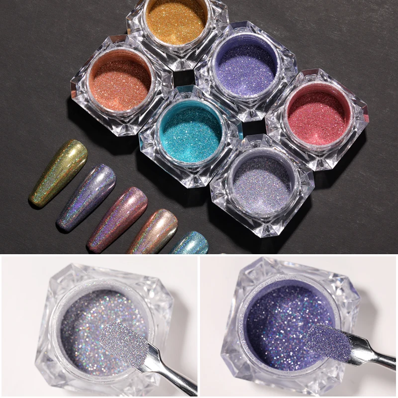 Порошок для ногтей блеск ногтевого дизайна голографический акриловый Мерцающая
