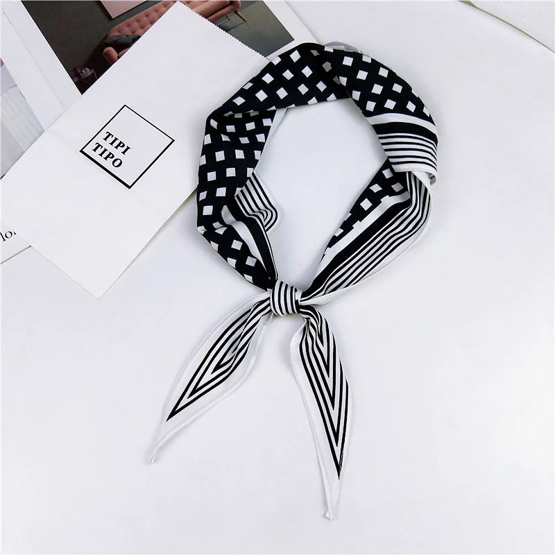 

Silk Scarf Women Solid Color Silk Foulard Female Neckerchief Small Bandana Triangle Scarves Lady Accessories