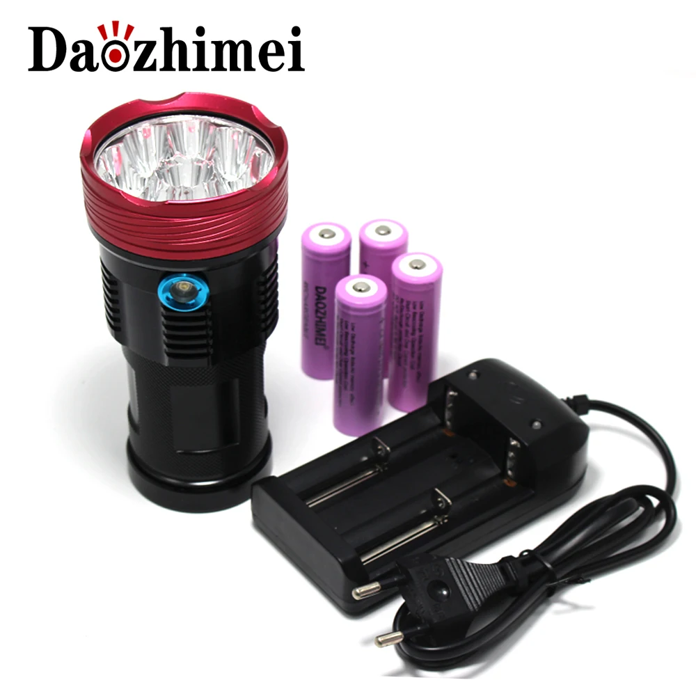 

8000 Lumens XM-L 11*T6 Led Flashlight Torch Linternas Led Camping Flash Light Lamp +4 * 18650Battery + Charger