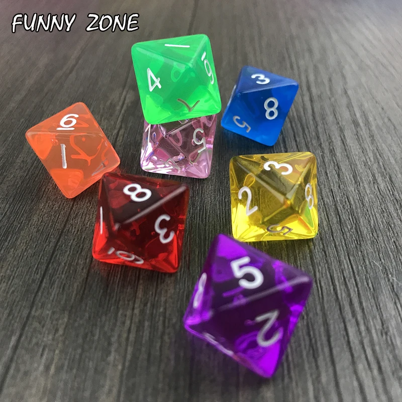 Высококачественные многогранные прозрачные/Прозрачные Цифровые D8 игральные