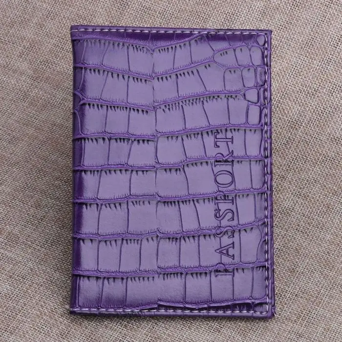 Purple TRASSORY Аллигатор кожа паспорт и дорожный держатель документов Обложка для паспорта чехол для мужчин и женщин - Цвет: Purple