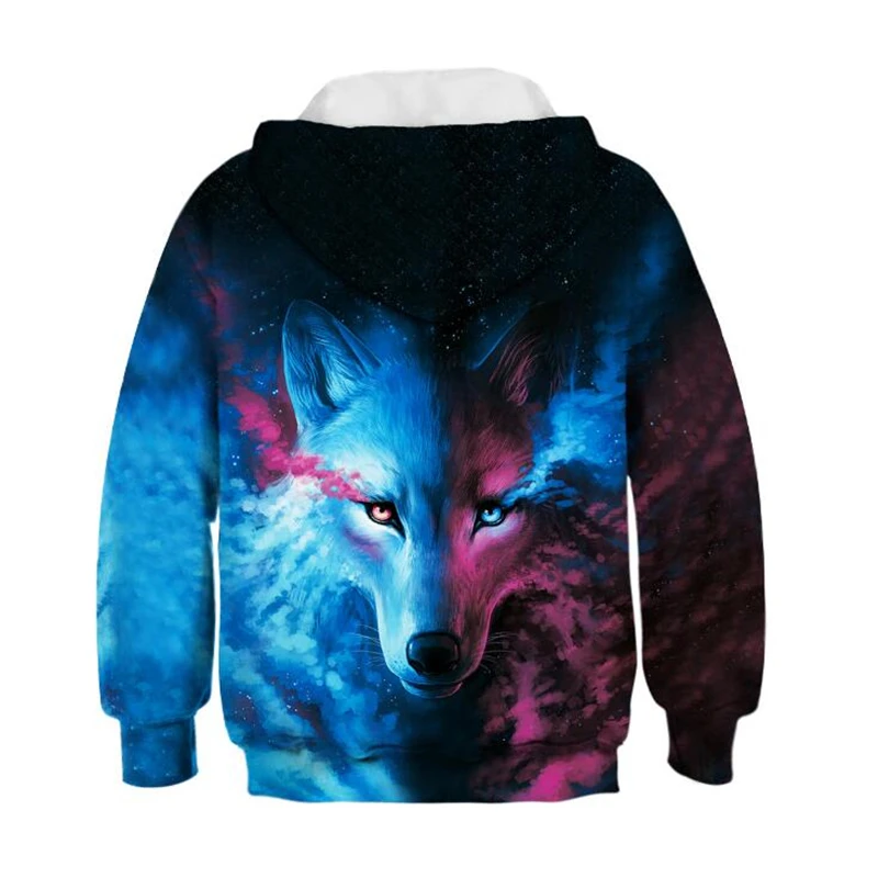 

2020 Spring Autumn Hoodies 3D Digital Printing Wolf Jacket Loose Casual Kids Sweater 5-14 Years Kid Coat Clothes