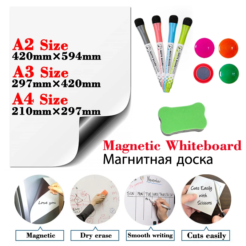 

Soft Magnetic WhiteBoard Magnetic Suck Type Office School Supplies Presentation Supplies Dry Erase White Board Fridge Sticker