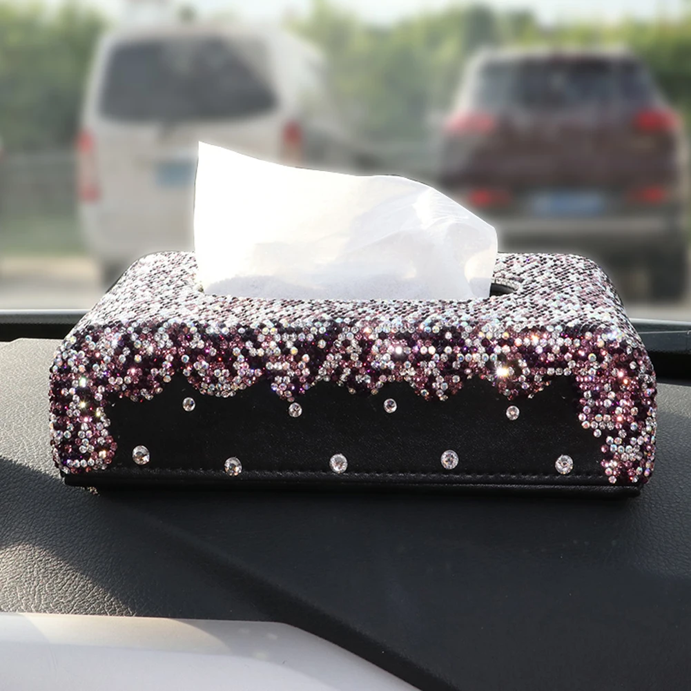 Beautiful Car Tissue Box with Crystals Towel Paper Cover Case for Women Car Home Office Sparkly Car Interior Styling Accessories Beautiful Car Tissue Box with Crystals Towel Paper Cover Case for Women Car Home Office Sparkly Car Interior Styling Accessories