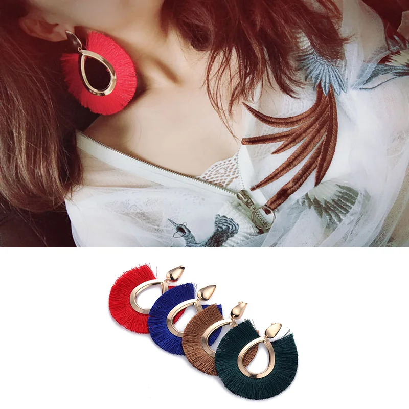 Женские винтажные богемные серьги-подвески с кисточками | Украшения и аксессуары