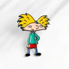 Рисунок из мультфильма; Креативное брошь рисунок золотистыми волосами Прохладный мальчик металла эмали штырь джинсовая рубашка значок ювелирные изделия для девочек и мальчиков подарок