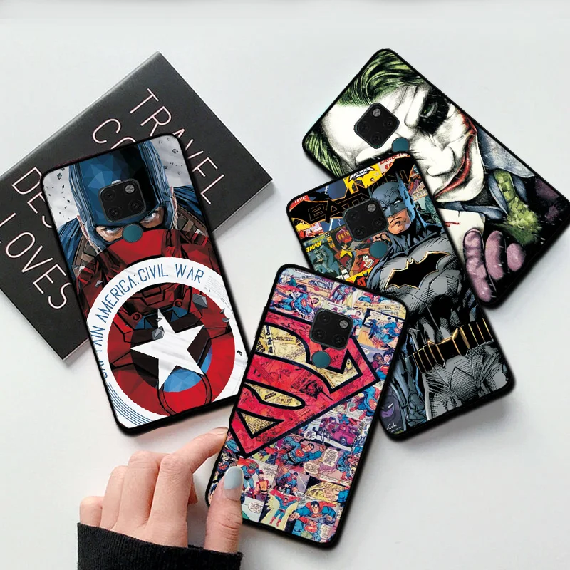 Чехол для телефона для huawei Коврики 20 Lite Марвел Капитан крышка для huawei Y5 Y6 Y9 Y7 черный чехол ТПУ на Honor 8X 8A чехол