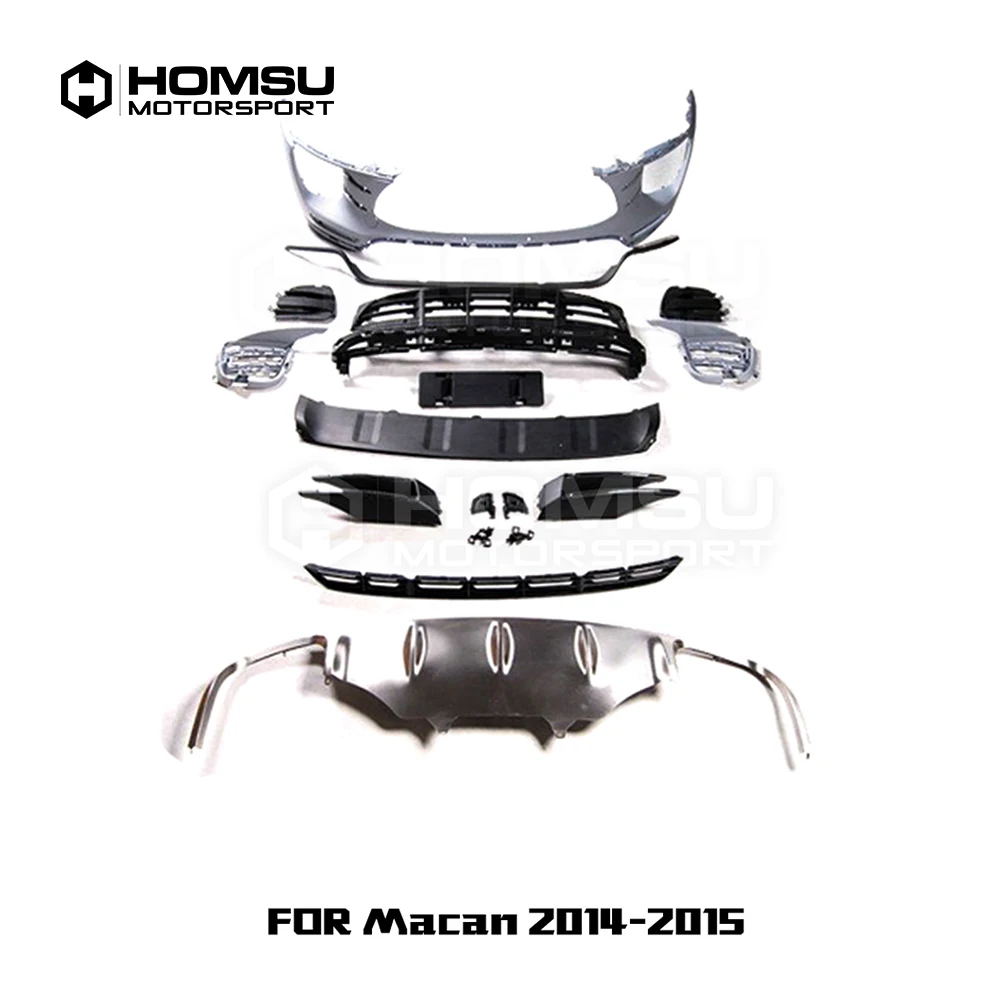 

TURBO style FRP Unpainted Car Body Kit Front Rear Bumper Side Skirts Wheel Eyebrows Exhaust Pipes For Porsche Macan 2014-2015