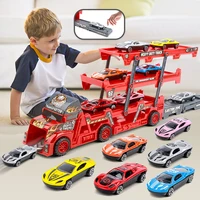newest kid large car truck trailer three layer folding ejection railcar boys catapult rail car toys for children christmas gift