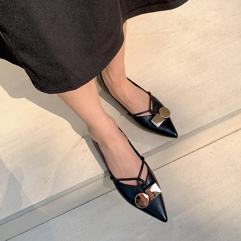 

2020 spring and autumn new wild pointed low-heeled shallow mouth single shoes lazy shoes fashion one-pedal women's shoes X063