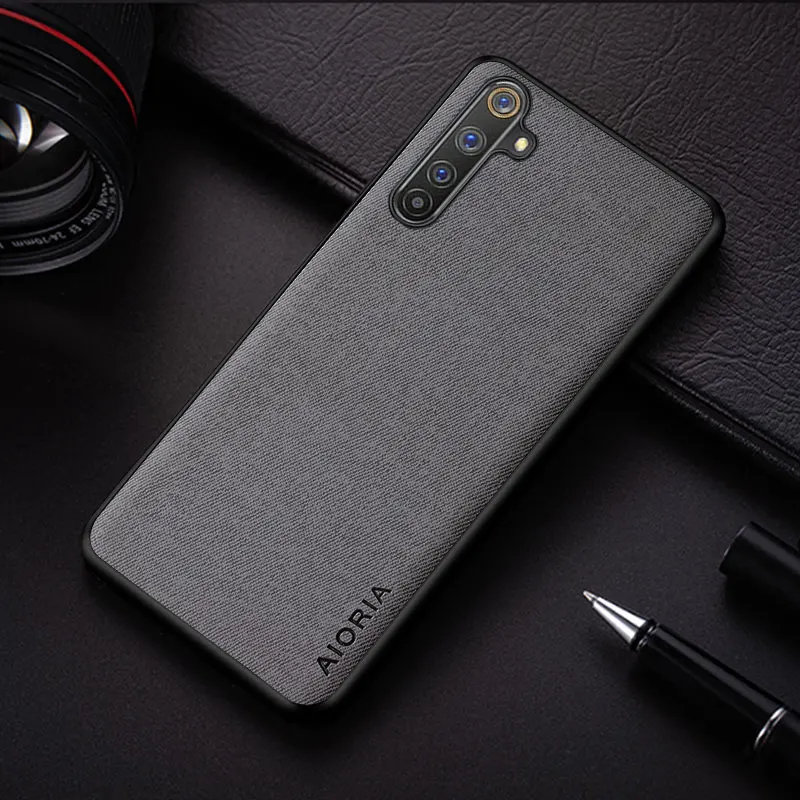 case for realme 6 pro 6i 6s funda simple design lightweight shockproof solid color textile leather phone cover coque free global shipping