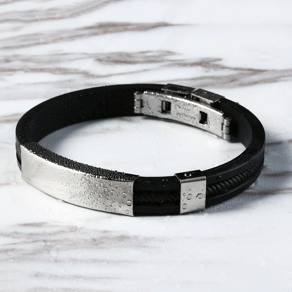 1 шт. модный мужской черный браслет панк резиновый силиконовый Браслет из