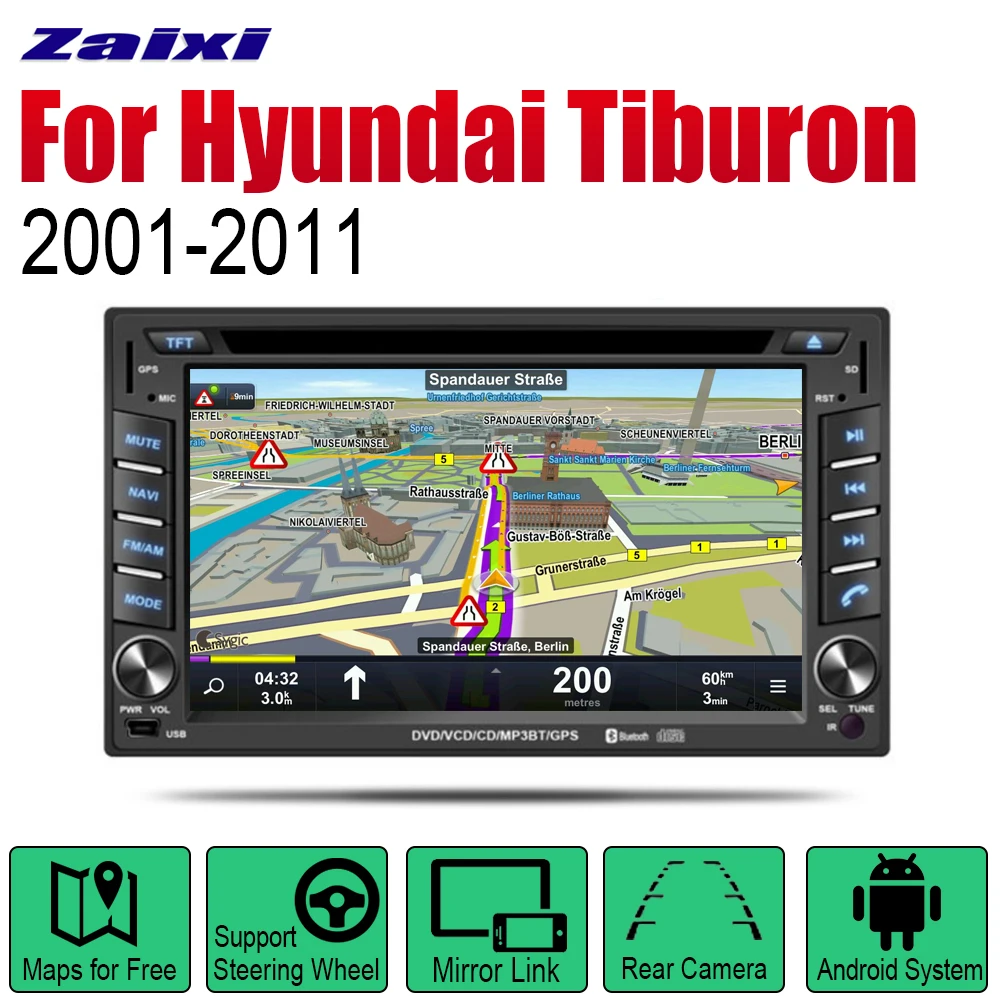 Автомобильный DVD GPS навигатор ZaiXi Android для Hyundai Tiburon 2001 ~ 2011 проигрыватель навигация