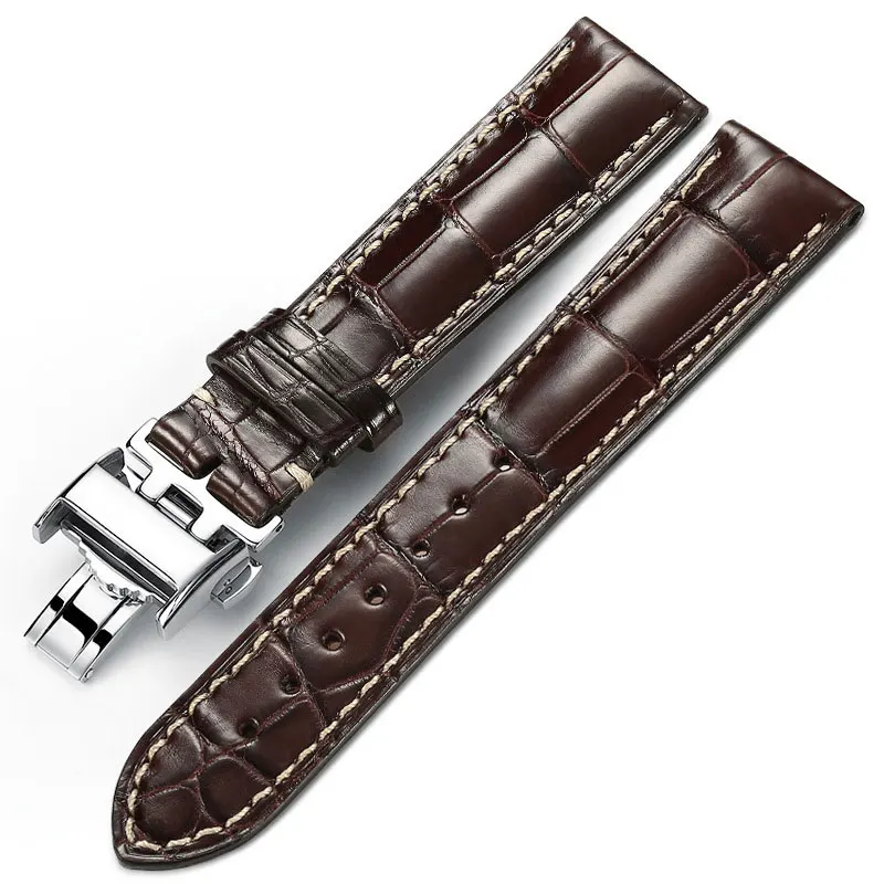 

FUYIJIA Luxury Handmade Alligator Watchbands Stainless Steel Folding Buckle Watch Band Crocodile Skin Strap Genuine Leather Belt