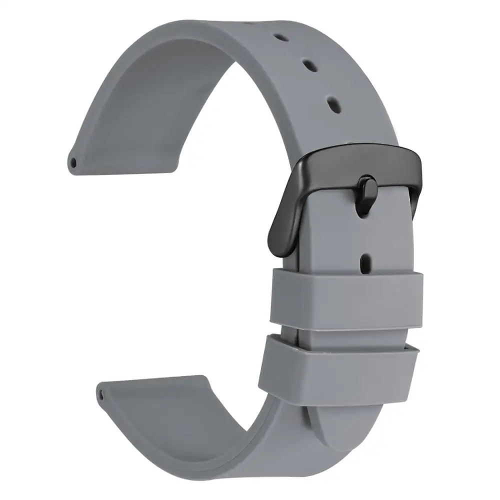 Gray-Black Buckle WOCCI силиконовый мягкий резиновый спортивный ремешок для часов 18 мм 20 мм 22 мм черный желтый синий Универсальный ремешок для часов Amazfit ремешок Bip - Цвет ремешка: Gray-Black Buckle