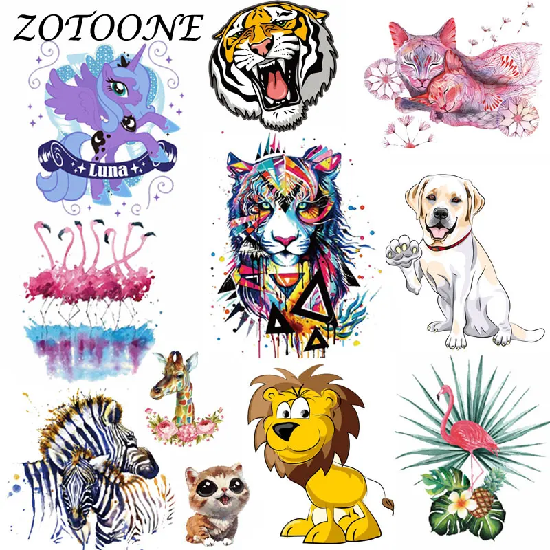 ZOTOONE гладить на патчи для одежды передачи тепла Тигр Фламинго цветок нашивка