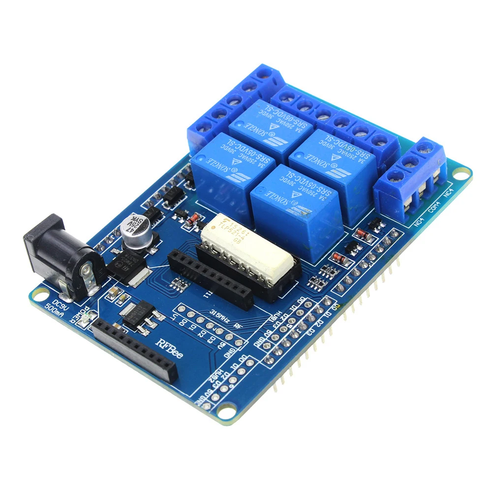 4-канальный 5-вольтовый релейный модуль расширения 4CH V1.3 совместимый с Arduino Nano R3 Xbee