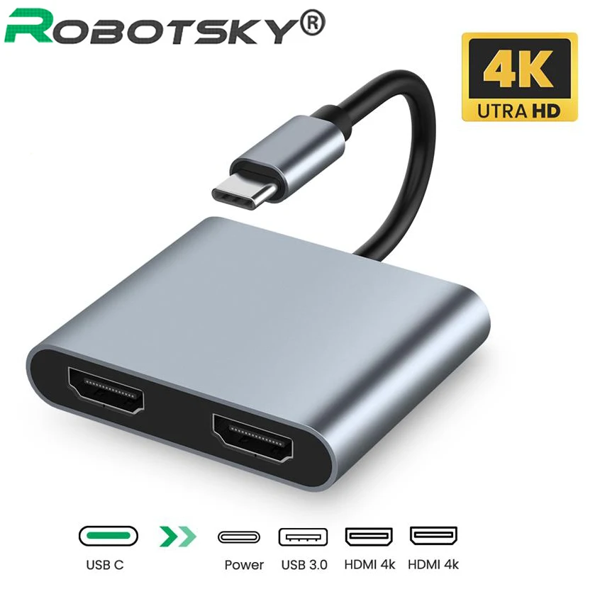 Адаптер-концентратор USB C 3 0 Type на 4K HDMI-совместимый преобразователь Аудио и видео PD