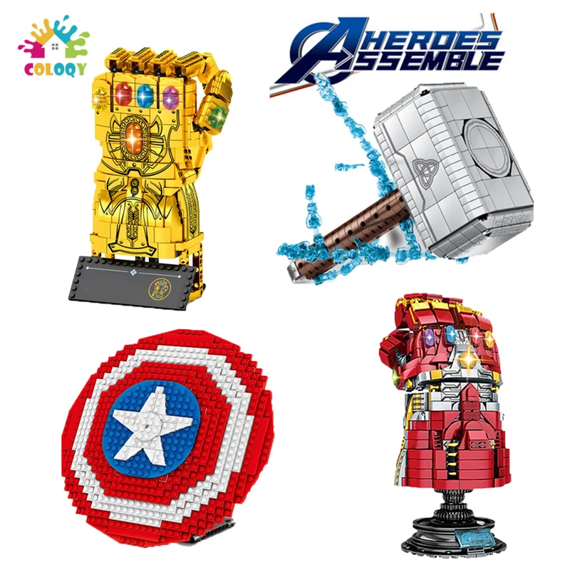 

Marvel Iron Man Weapon Building Block Raytheon Hammer Brick Captain Shield Toys For Children Christmas Gifts