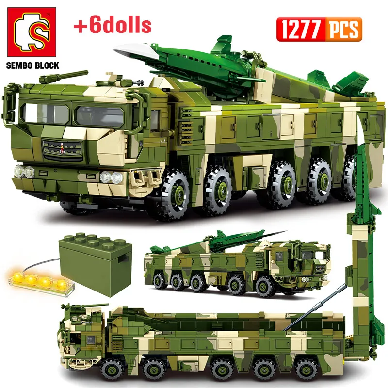SEMBO WW2 Missile Trucks Vehicle Model Building Blocks City Military Battle Army Car Soldier Figures Bricks Toys For Children