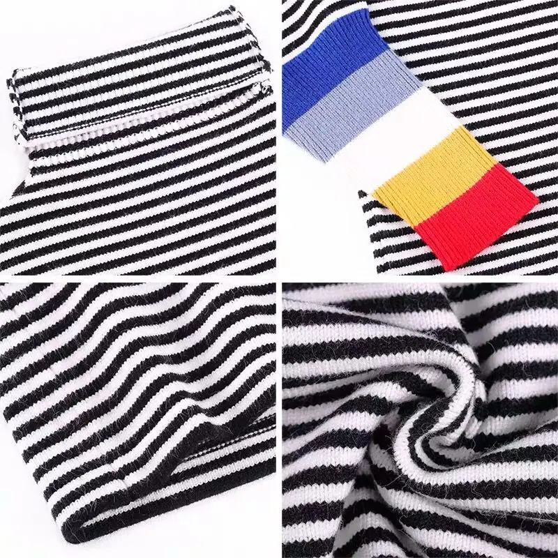 Женский вязаный свитер в радужную полоску шерстяной пуловер большого размера с