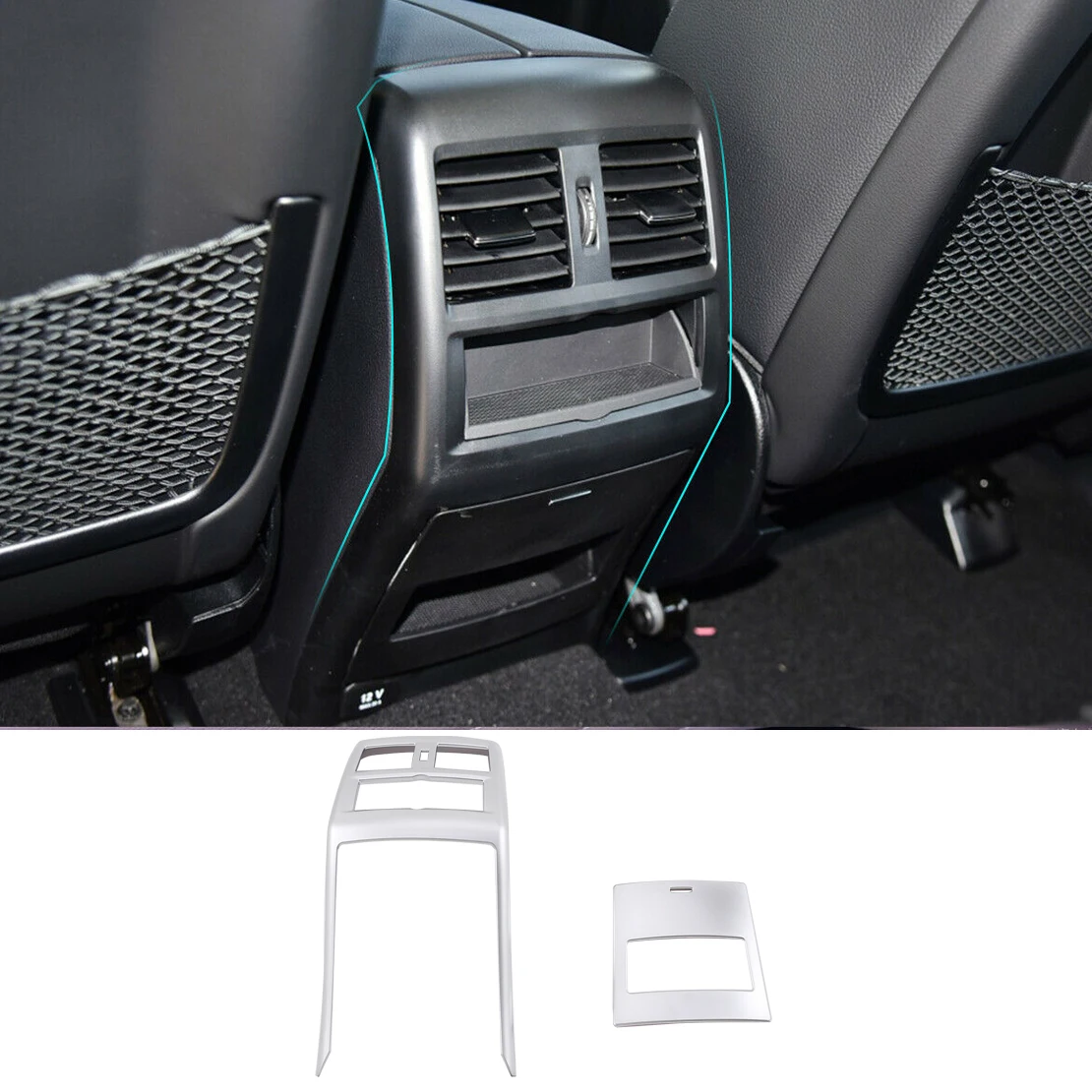 

2Pcs/ Set Silver Rear Air Vent Outlet Cover Trim Frame Fit For Mercedes Benz GL GLE GLS ML Class W166 X166 2013-2019