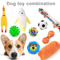 4 pcs dog toys pet ball bone rope squeaky plush toys kit puppy lnteractive molar chewing toy for small large dogs pug supplies