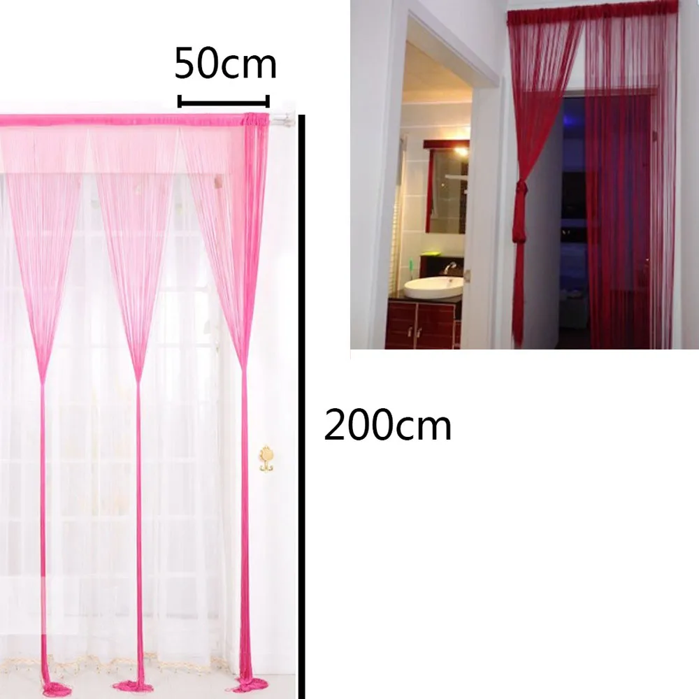 

50x200cm Solid Color Line Curtain Window String Curtains Patio Net Fringe Door Fly Screen Windows Decoration Divider Cut Size#20