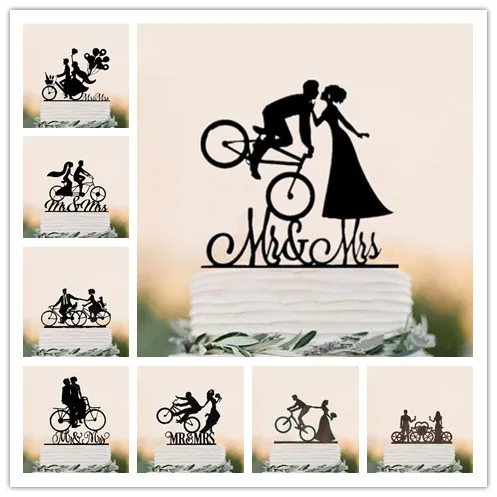 

mixed bicycle style wedding cake topper black acrylic funny style cake toppers wedding deocration cake decorating