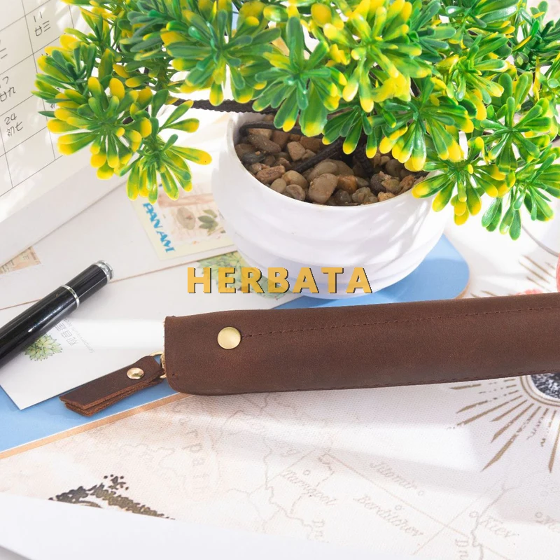 Чехол-карандаш из кожи Крейзи Хорс на молнии в стиле ретро | Канцтовары для офиса