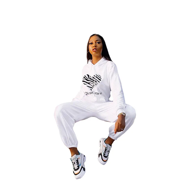 

Printed Hoodie Pencil Pants Women Sports Suit 2020 New Style Autumn & Winter European and American Casual Two-Piece Set