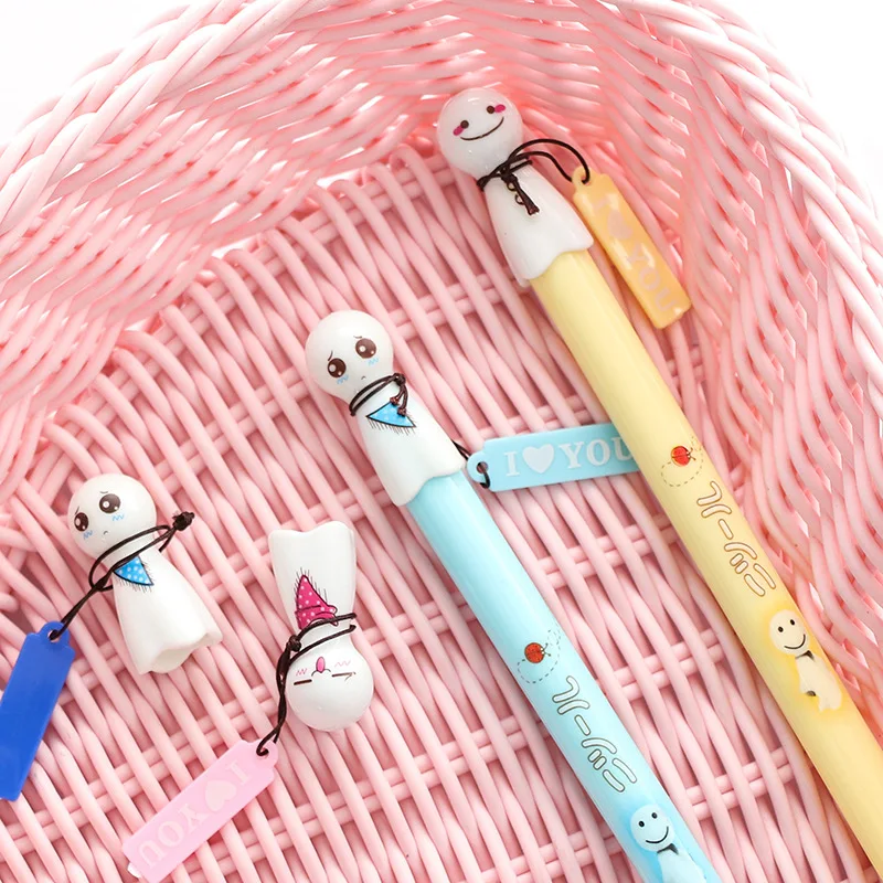 0 5 мм Милая голова куклы Kawaii гелевая ручка Подпись Ручки Escolar Papelaria для офиса школы