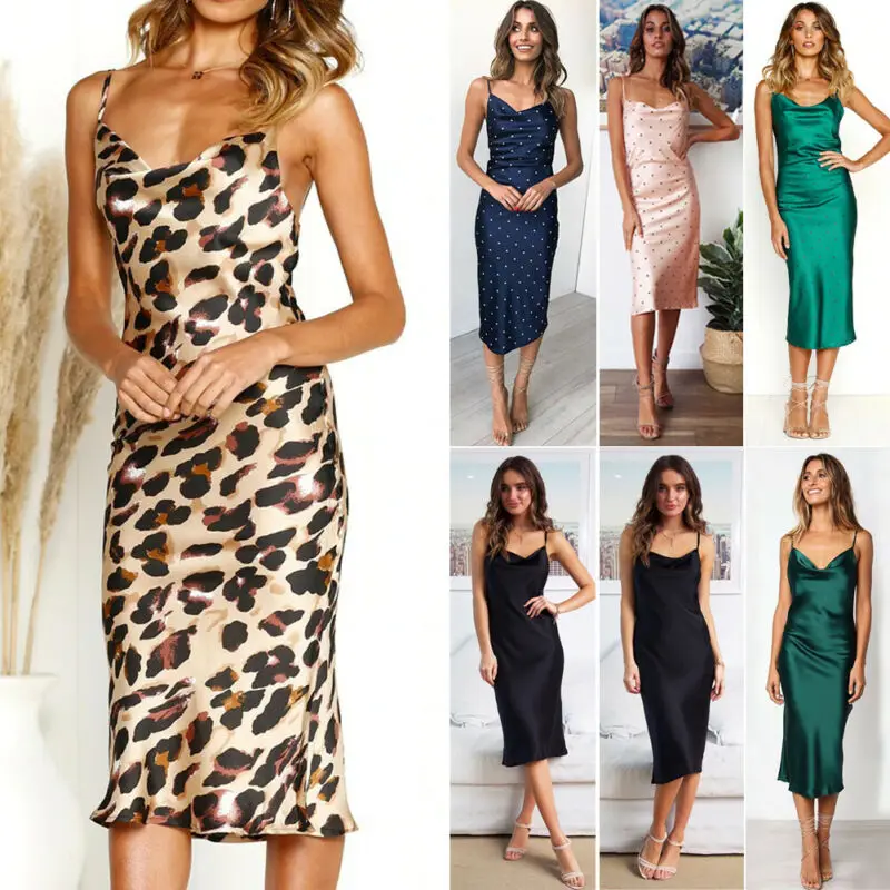 Летняя новая Женская атласная Шелковая пижама женская сексуальная ночная