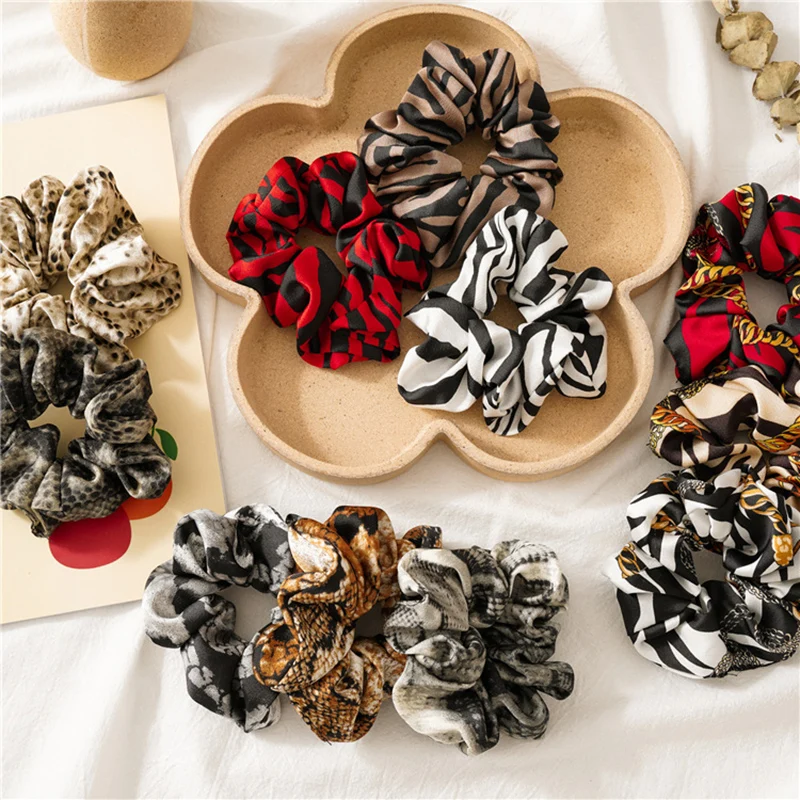 

Vintage Snake Elastic Hair Bands For Women Elegant Hair Accessories For Girls Zebra Pattern Hair Scrunchie Hair Rope Ponytail