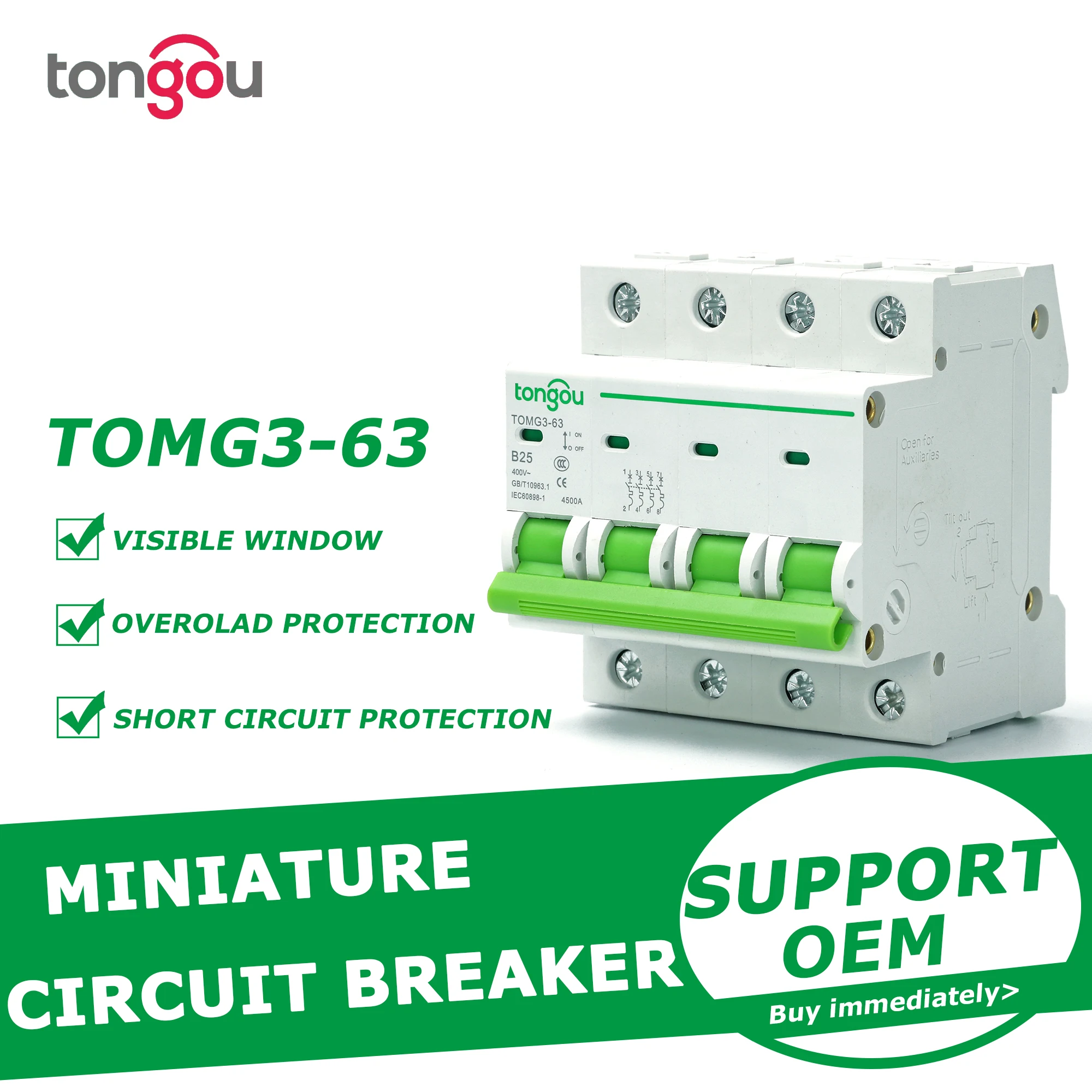 Миниатюрный автоматический выключатель на DIN-рейку тип в 4 полюса MCB 6A 10A 16A 25A 32A 40A