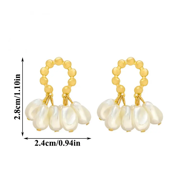 

New Geometry Ear Jewelry Korea Style Earring Sense Of Luxury Temperament Ear Studs Women's Earrings Baroque Pearl Earrings