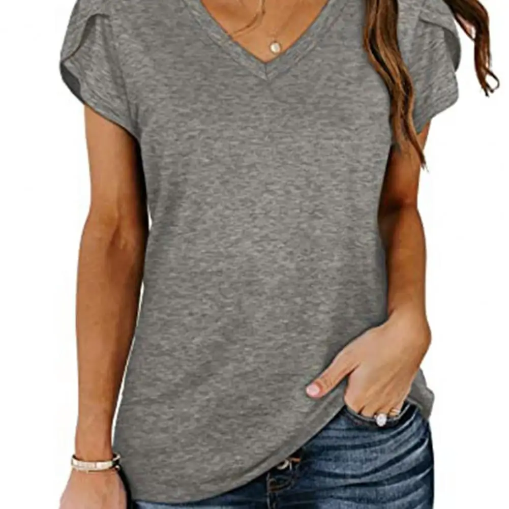 

Summer Women T-shirt V Neck Solid Color Short Sleeve Loose Oversized Comfortable T-shirt Summer Party