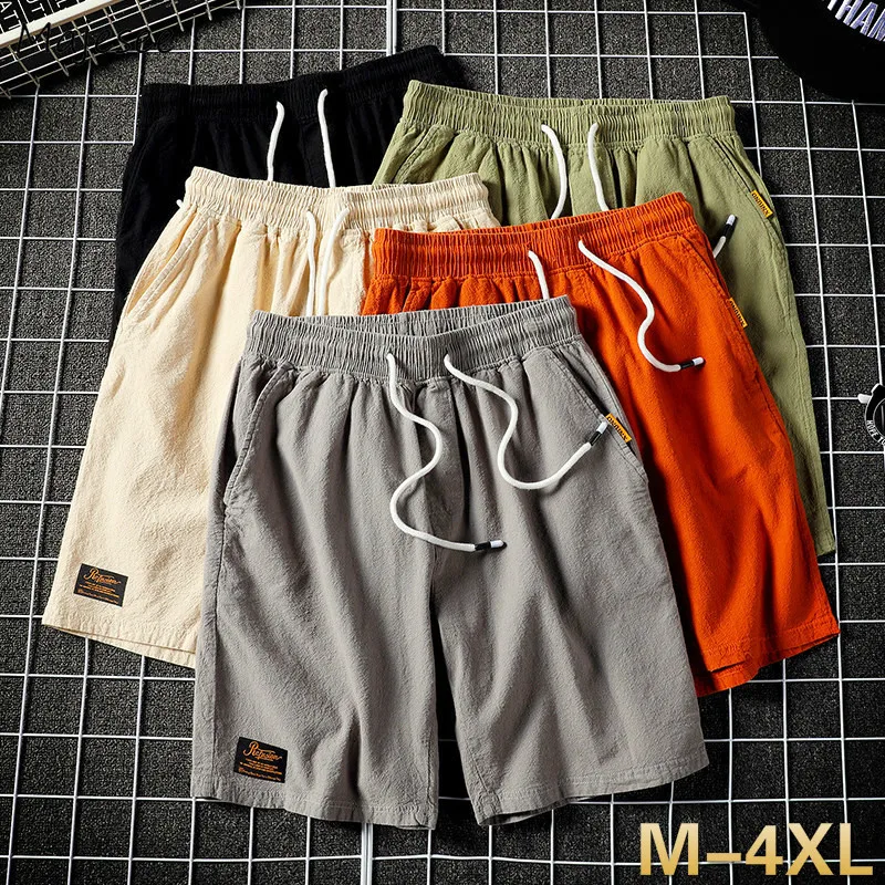 

Мужские повседневные шорты, размера плюс 4XL, простые летние дышащие, брюки, подходящие для любого размера мужские повседневные, в Корейском ...