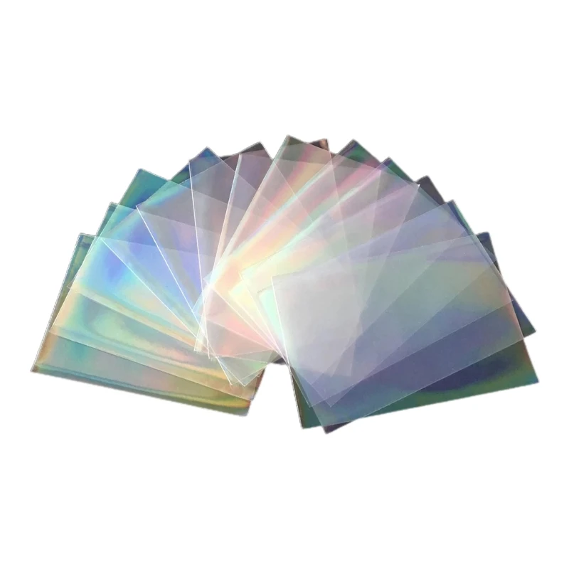 F2TC 100pcs Broken Gemstone Broken Glass Flashing Card Film Card Film 61x88mm/65x90mm Seal Card Sleeve