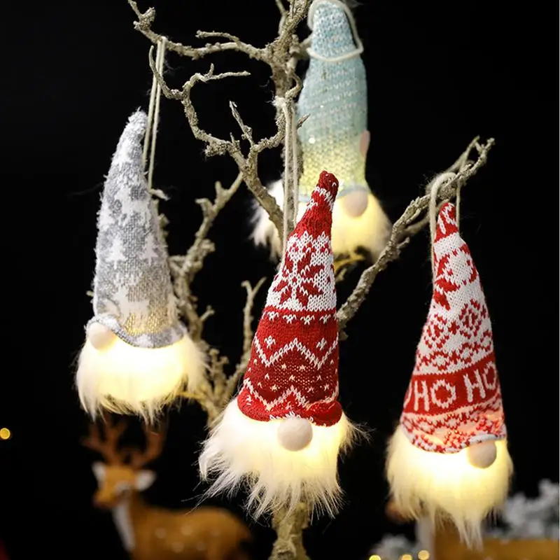 

6pcs Christmas Decorations Glowing Forest Old Man Faceless Doll Small Pendants