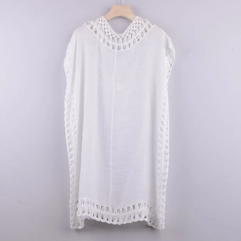 

INGAGA Boho Dresses Woman Summer 2021 Knitted Swimsuits Woman V-neck Women's Swimwear Hollow Out Bathing Suits Summer Dress