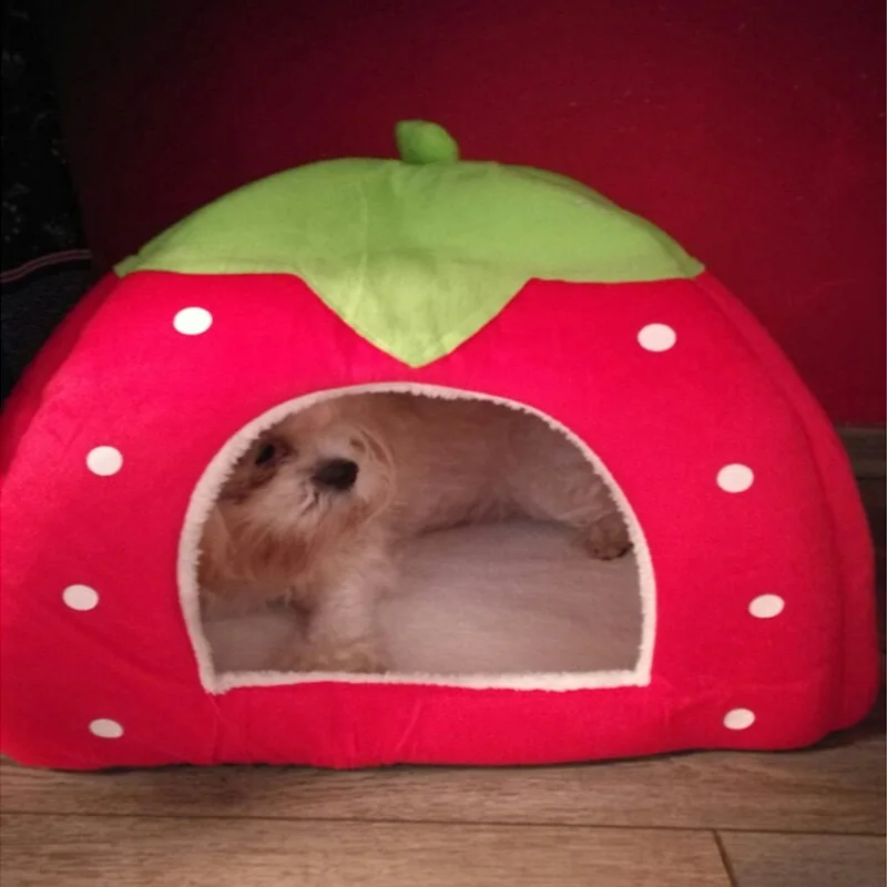 New cute puppies kennel 4 colors cat rabbit guinea pig bed dog house strawberry collapsible soft high quality pet houseXS-XL | Дом и сад