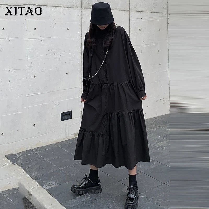 XITAO винтажное Плиссированное длинное платье женская мода новинка зимы 2019