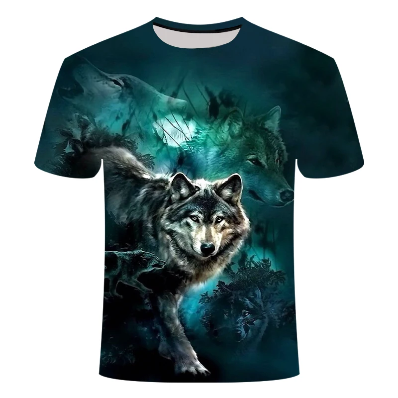 Мужская футболка с 3D принтом волка повседневная мужская от известного бренда