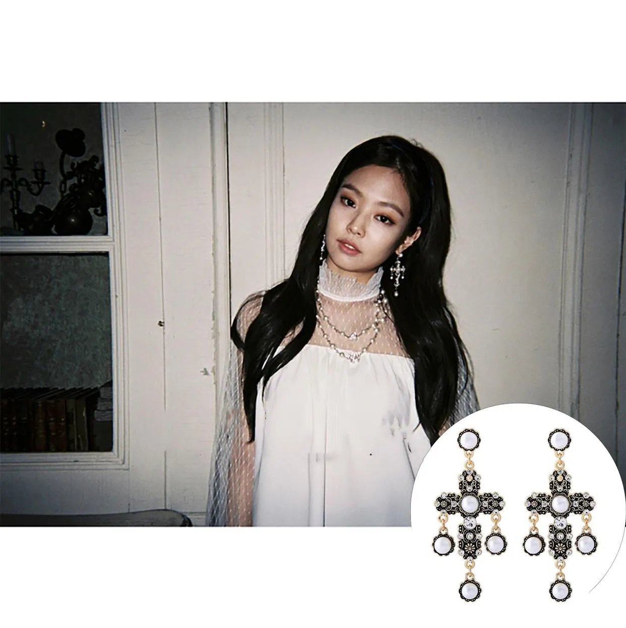 

Kpop корейские знаменитости одинаковые готические кресты жемчужные серьги женские роскошные серьги в европейском и американском стиле ретр...