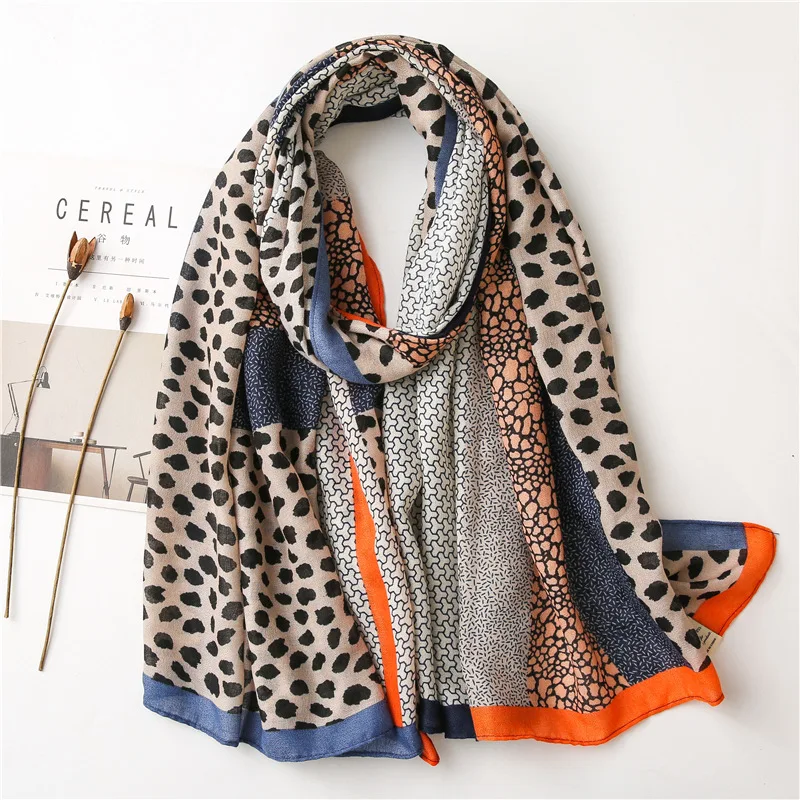 

Women Spring Autumn Viscose Shawl Aztec Leopard Patchwork Pashminas Stole Wrap Print Echarpe Foulard Femme Muslim Hijab 180*90Cm