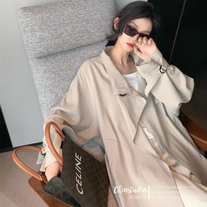

Long Trench Coat for Women Fashion Windbreaker Spring Autumn Coats 2021 British Style Trench Clothes Moda Feminina Blet Overcoat