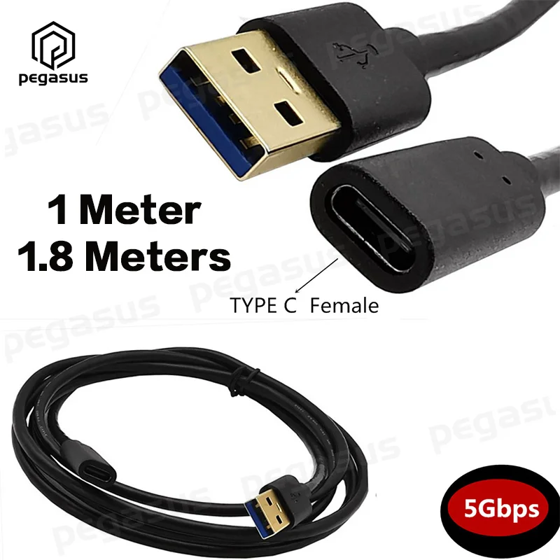 

Gold Plated USB 3.1 Type-A to USB 3.0 Type-C Male to Female Data Cable 1m / 1.8m